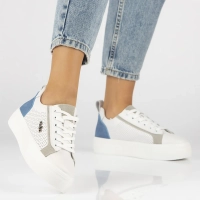 Bílá a modrá kožené sneakersy Filippo DP6040/24 BL GR