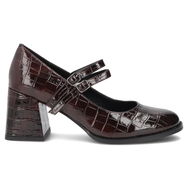 Hnědé kožené polobotky na podpatku Filippo DP8161/26 BR
