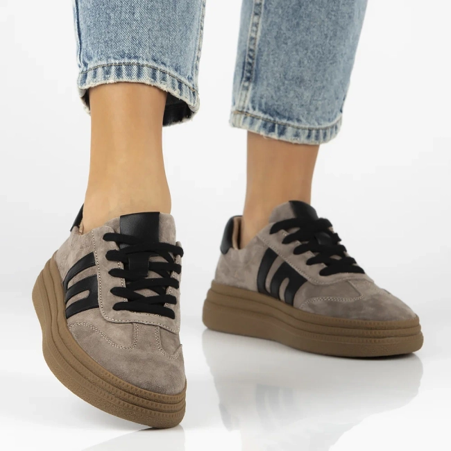 Taupe kožené tenisky Filippo DP7114/26 TP