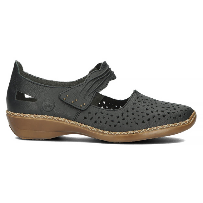 Modré kožené polobotky Rieker 41399-14